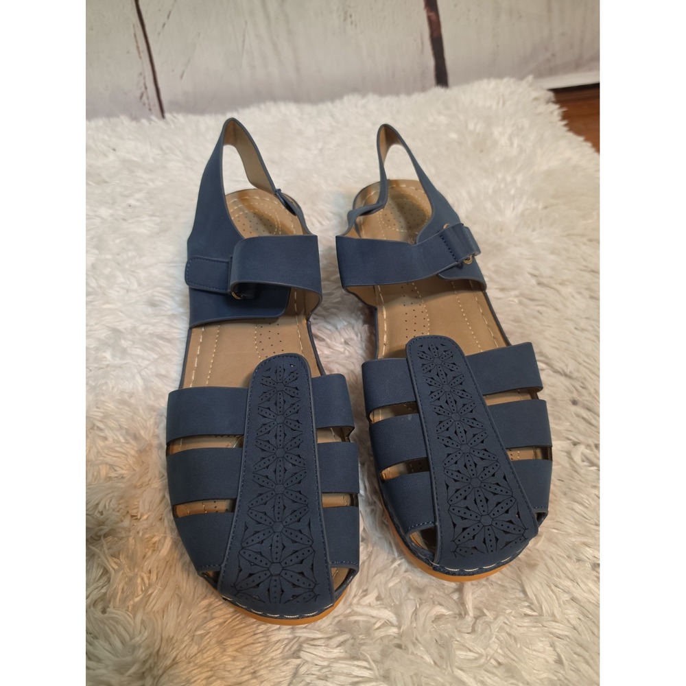 Shibever Navy Blue Sandals Women Sandal Wedges Slip On Size 44